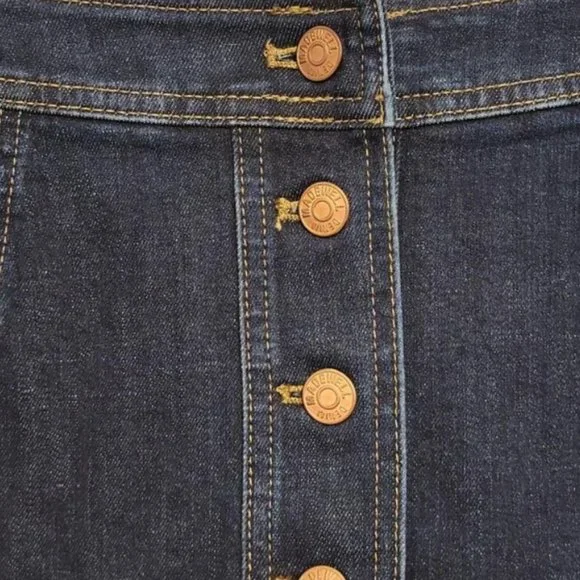 Madewell Size 8 Dark Denim Skirt Button-Up - Picture 4 of 5